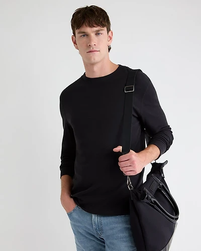 Long-Sleeve Crew-Neck Waffled Tee