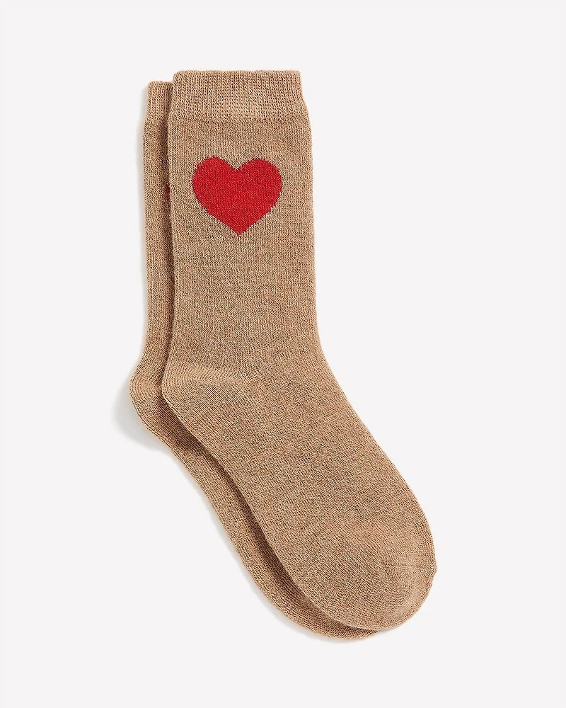 Wool and Cashmere Crew Socks with Hearts