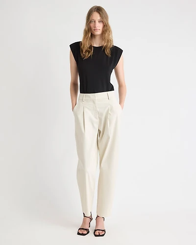 Pantalon Cheville à Jambe Ballon et Taille Haute en Sergé