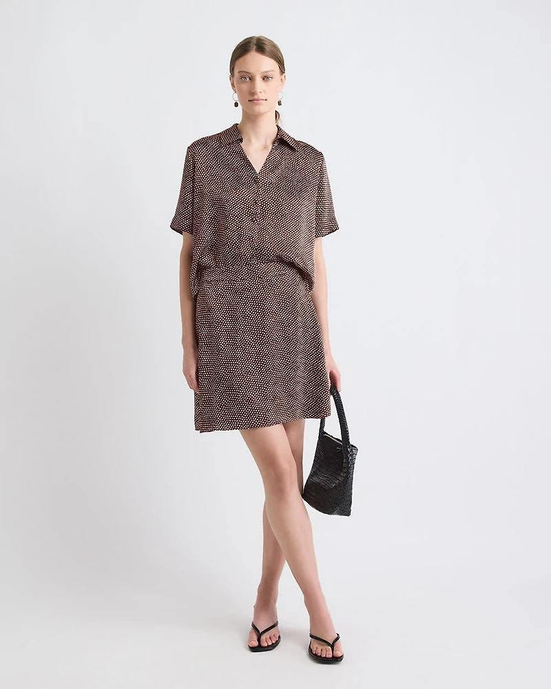 High-Rise A-Line Satin Mini Skirt