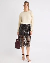 High-Rise Sequins Midi Skirt