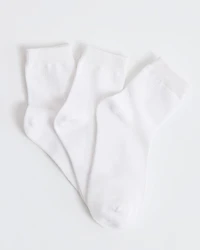 White Ribbed Crew Socks