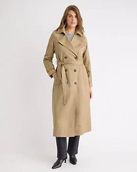 Water-Resistant Long Double-Breasted Trench Coat