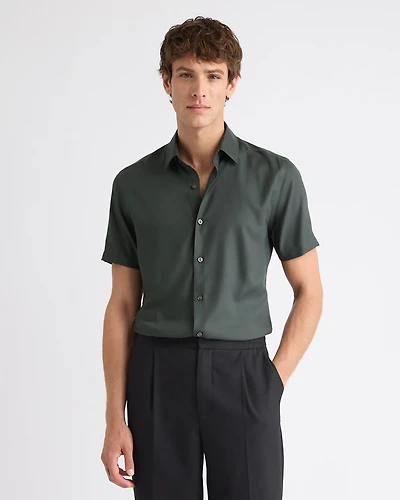 Chemise Habillée Style Tricot à Coupe Étroite Manches Courtes