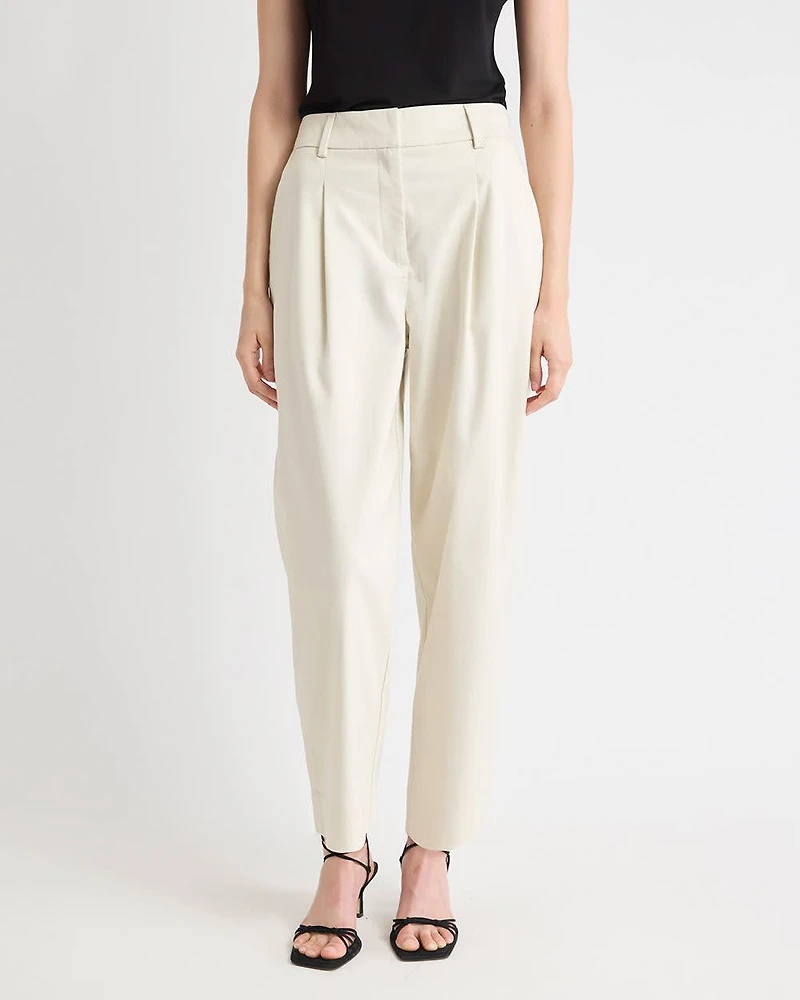 Twill High-Rise Barrel Ankle Pant