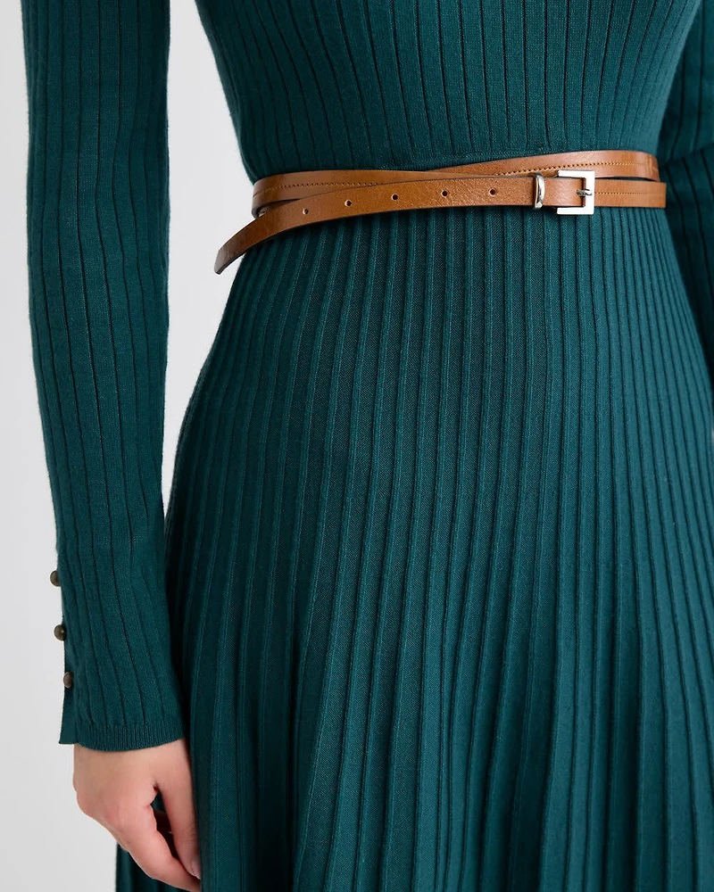 Double-Wrap Skinny Leather Belt