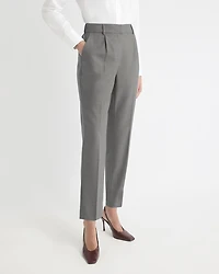Wool-Blend High-Rise Long Tapered Pant with Elastic Waist