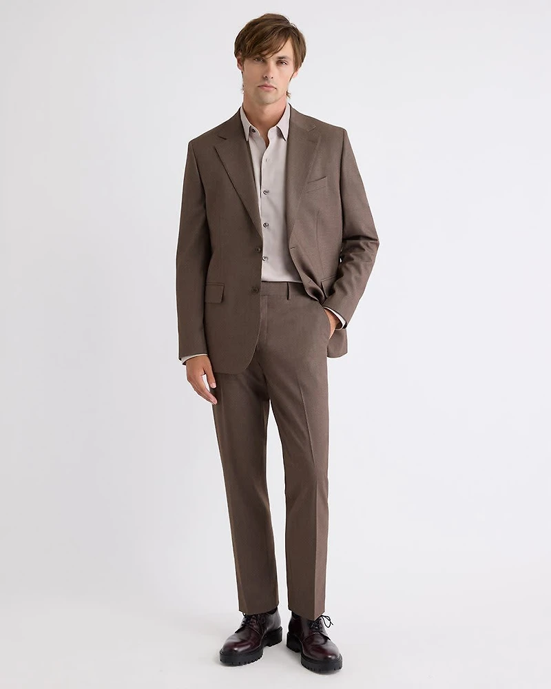 Pleated Tapered-Leg Taupe Suit Pant
