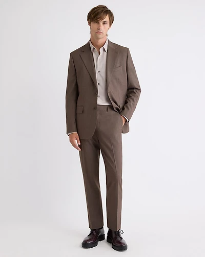 Pleated Tapered-Leg Taupe Suit Pant
