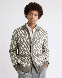 Alpaca-Blend Argyle Cardigan