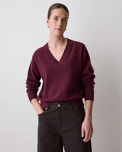 Merino Wool V-Neck Drop Shoulder Sweater