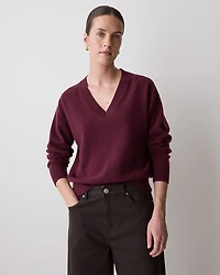 Merino Wool V-Neck Drop Shoulder Sweater
