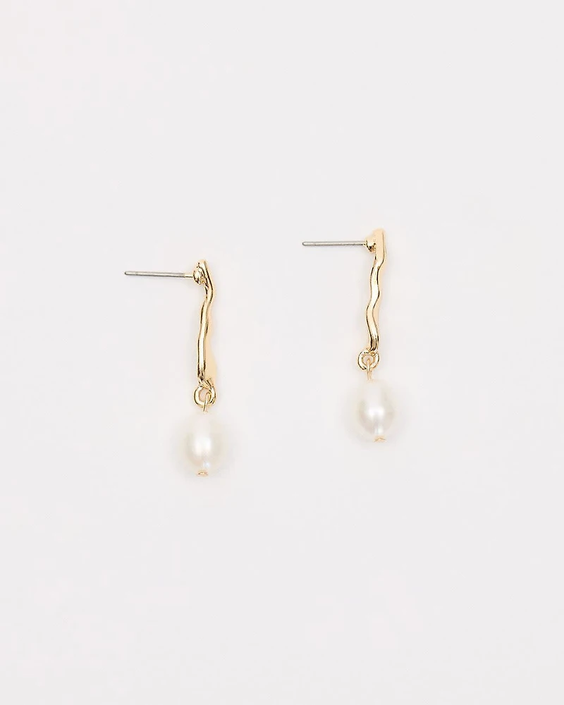Modern Earrings with Pearl Pendant