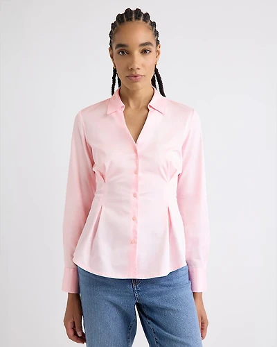 Long-Sleeve Buttoned-Down Poplin Blouse