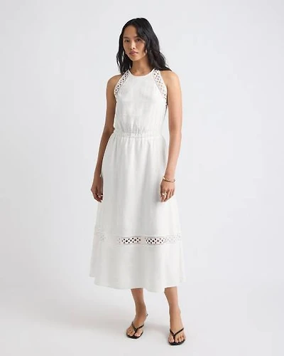 Sleeveless Halter-Neck Linen-Blend Midi Dress