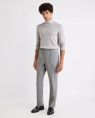 Pantalon Habillé à Jambe Fuselée Plissée en Mélange de Laine