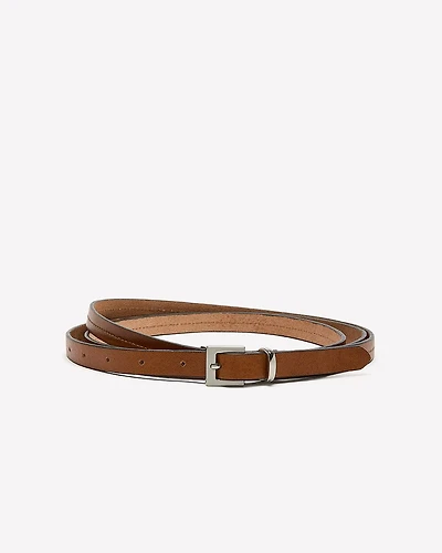 Ceinture Étroite en Cuir à Double Tour
