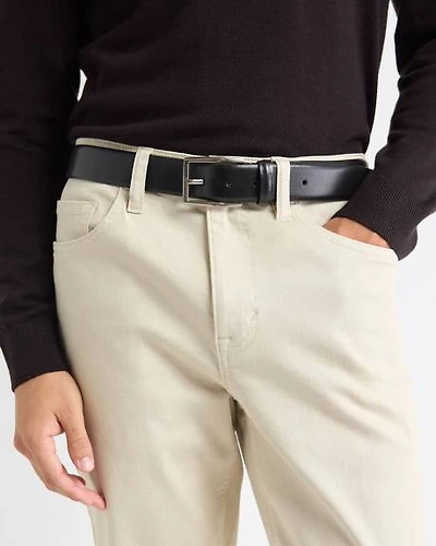 Textured Leather Belt with Square Buckle