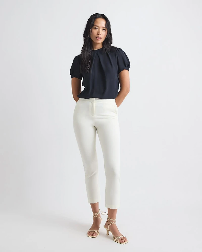 Crème Slim-Leg High-Rise Pant