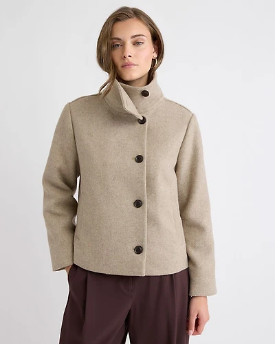 Wool-Blend Funnel-Neck Jacket