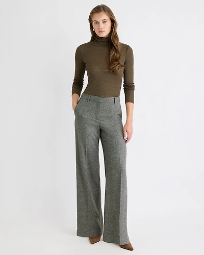 Mid-Rise Wide-Leg Tweed Pant