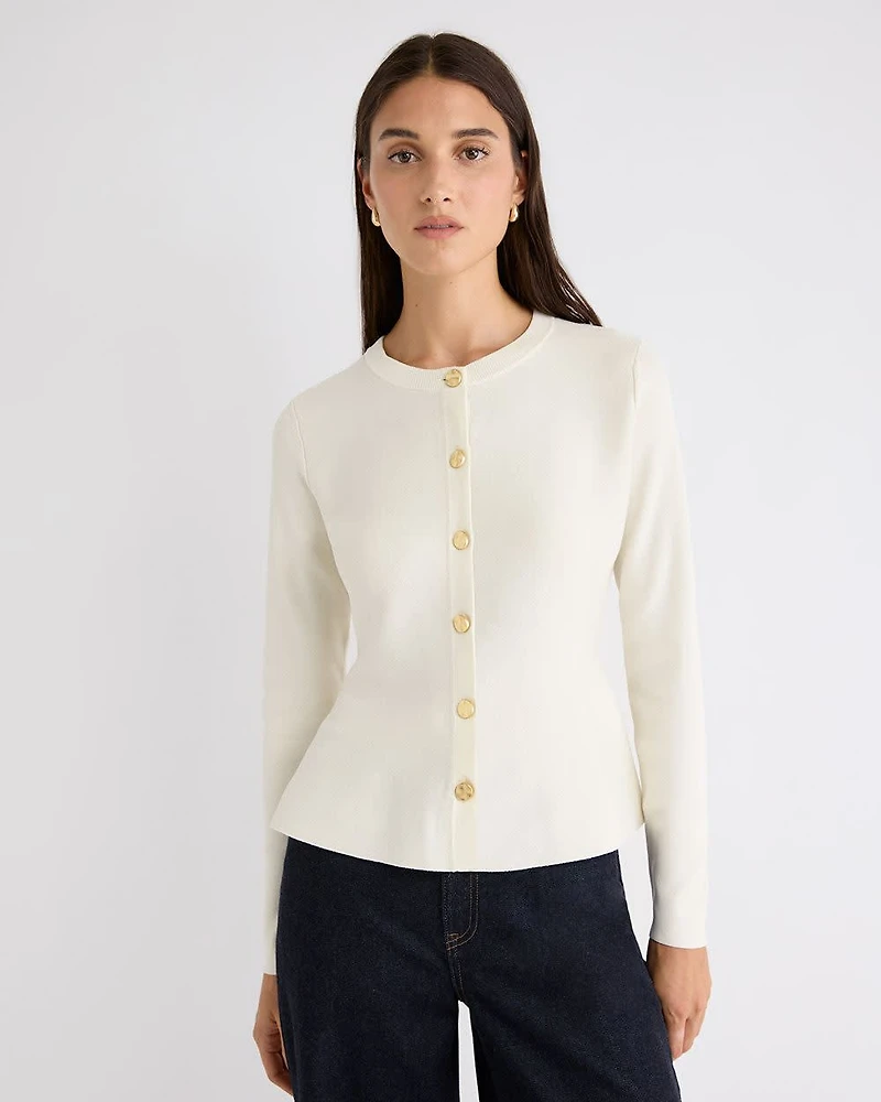 Buttoned-Down Peplum Cardigan