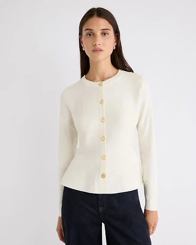 Buttoned-Down Peplum Cardigan