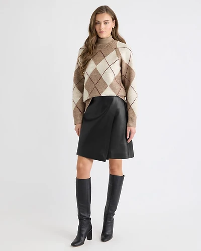 Faux Leather Mini Wrap Skirt