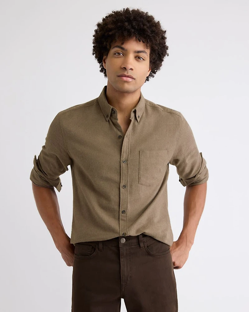 Slim-Fit Solid Flannel Shirt