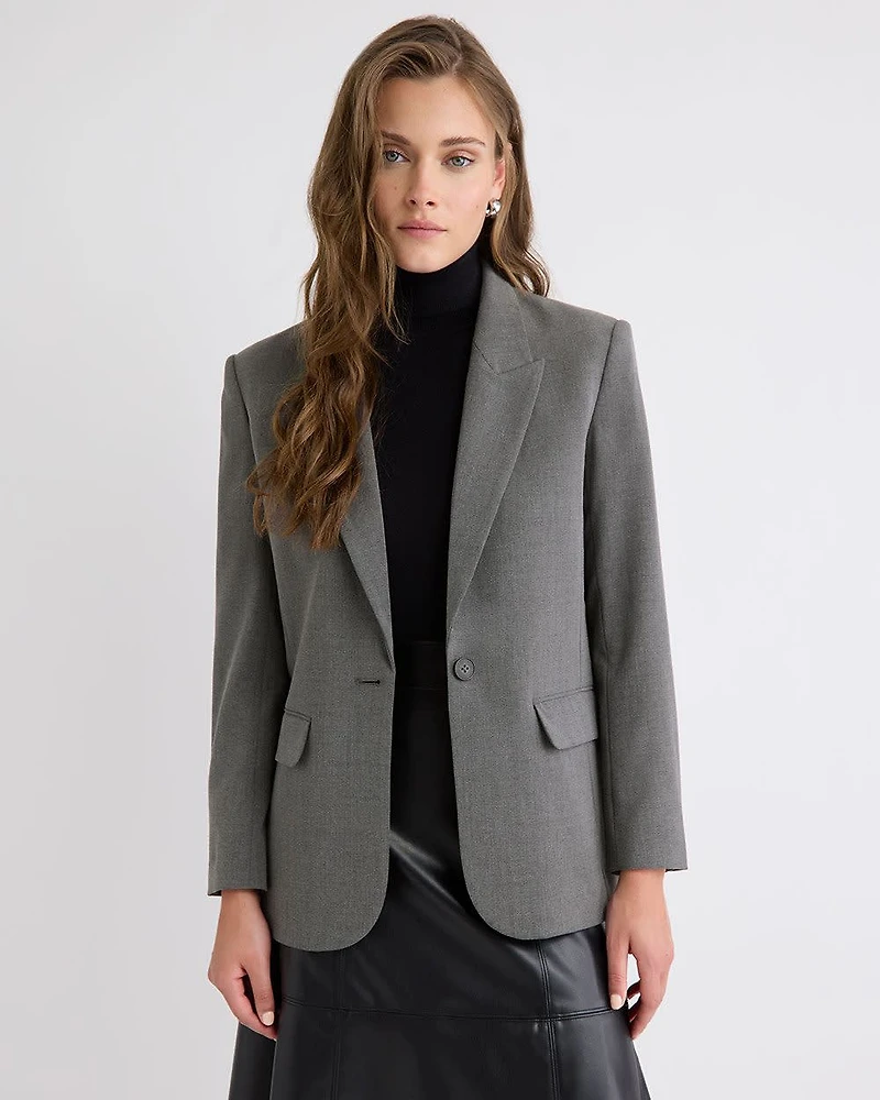 Relaxed-Fit One-Button Twill Blazer