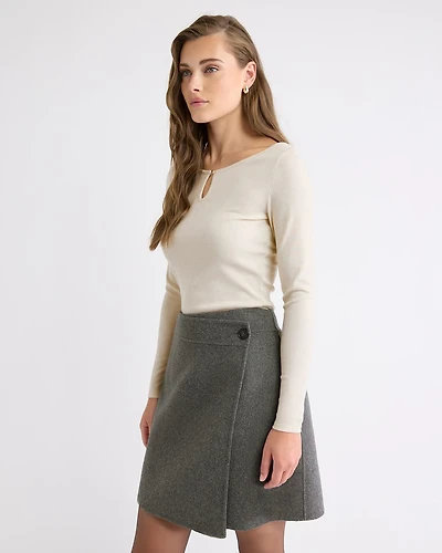 Long-Sleeve Scoop-Neck Ribbed Top