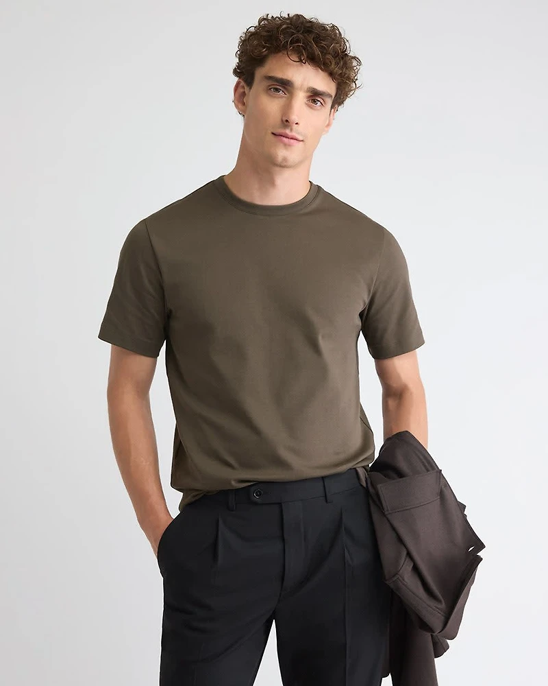 Solid Interlock Cotton Crew-Neck Tee