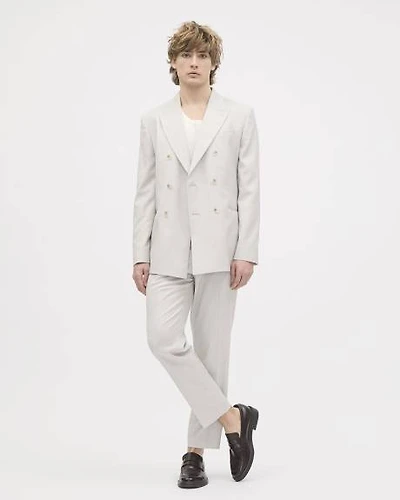 Pleated Tapered-Leg Light Grey Suit Pant