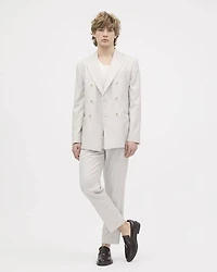Pleated Tapered-Leg Light Grey Suit Pant