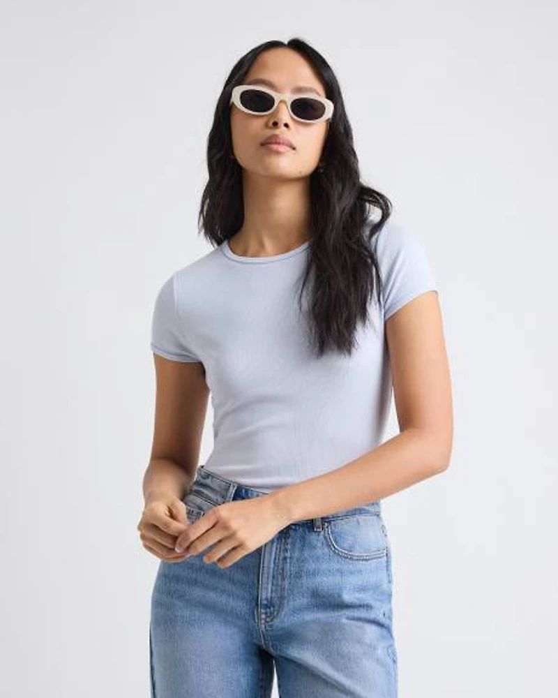 Crew-Neck Ribbed T-Shirt