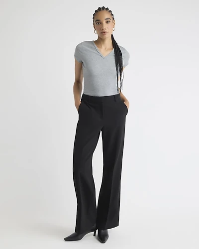Pantalon en Sergé Épais à Taille Mi-Haute et Jambe Large
