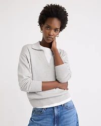 Wool-Blend Long-Sleeve Polo Sweater