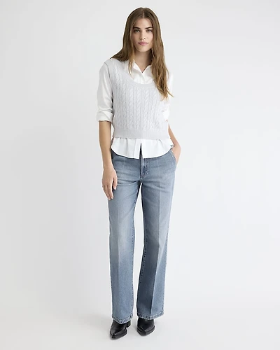 Long Mid-Rise Wide-Leg Jeans