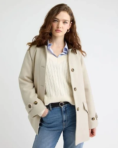 Twill Barn Coat with Corduroy Shirt Collar