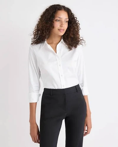 Long-Sleeve Buttoned-Down Poplin Blouse
