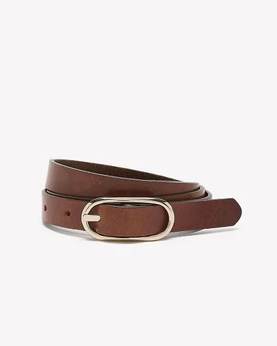 Ceinture Étroite en Cuir avec Boucle Ovale