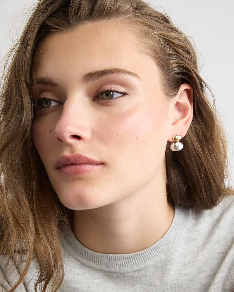 Two-Tone Dome Pendant Earrings