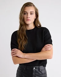 Short-Sleeve Crew-Neck Hairy Pullover