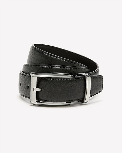 Black Leather Belt with Square Buckle