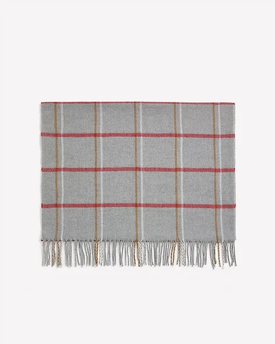 Plaid Scarf with Fringes