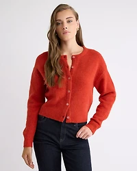 Wool-Blend Long-Sleeve Crew-Neck Cardigan