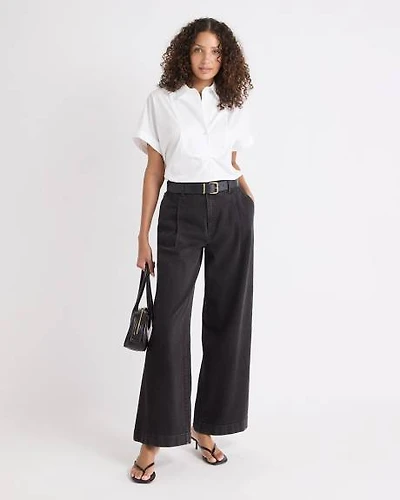Dark Grey Mid-Rise Wide-Leg Jeans