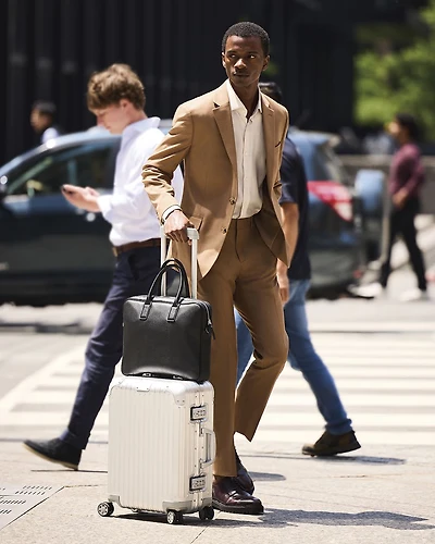 Slim-Fit Golden Brown Suit Pant