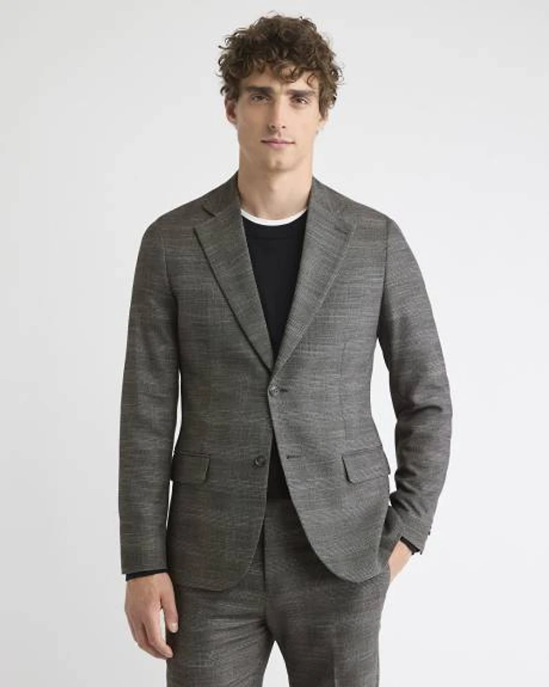 Slim-Fit Charcoal Checkered Suit Blazer