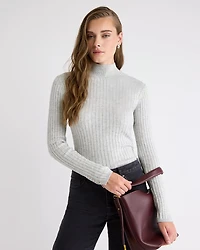 Mock-Neck Sweater with Buttons on Sleeves
